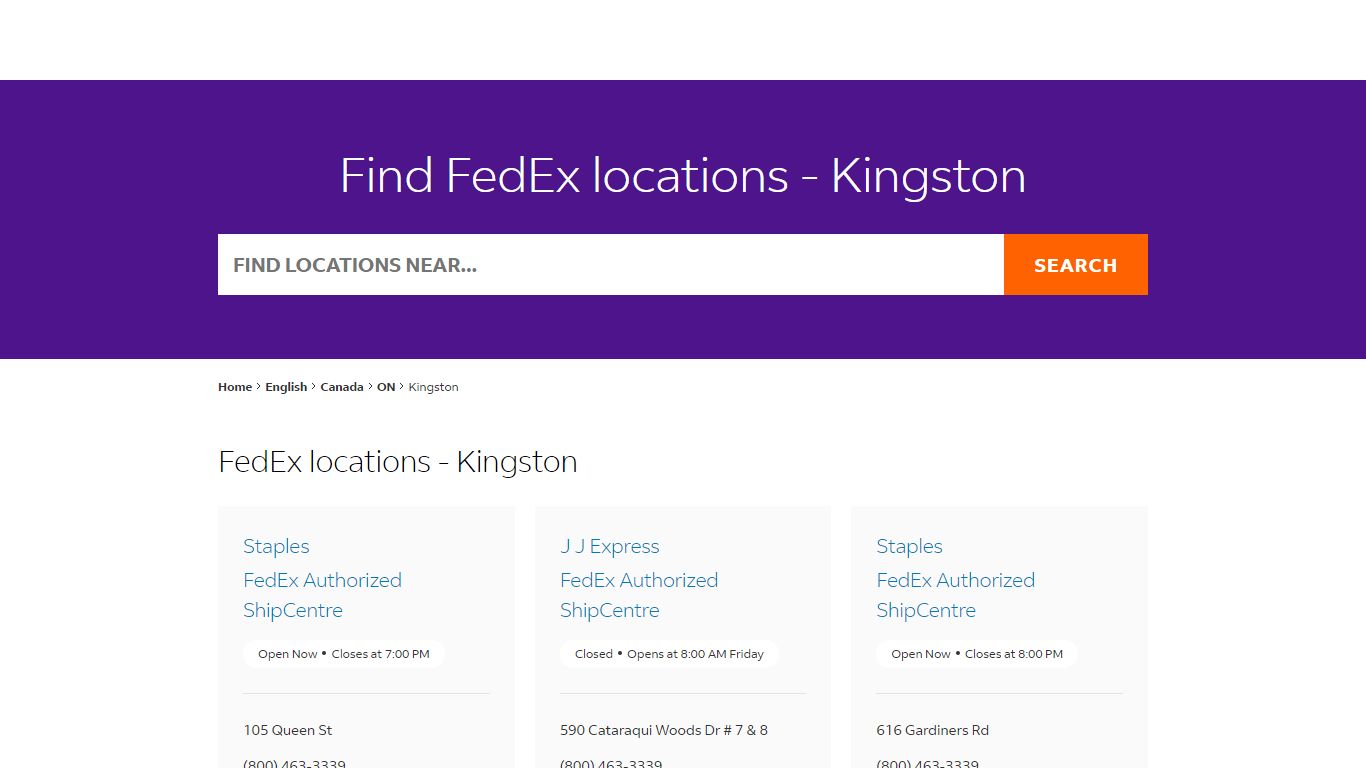 Shipping locations near you | FedEx Kingston